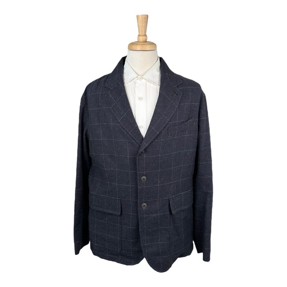 RRL Other - RRL Ralph Lauren Unlined Blue Gray Check Flannel Wool Suit Size XL 36x34 NWT